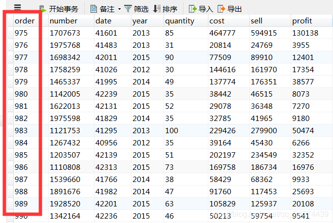 导入MYSQL表格