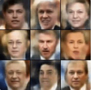 图1 一个变分的自动编码器生成的虚构的名人面孔