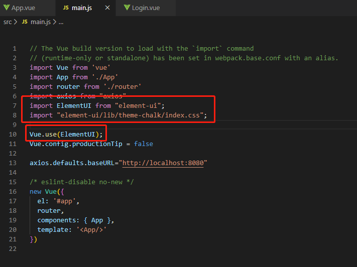 在vue项目中引入elementui组件