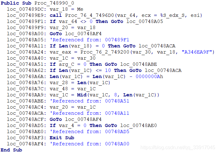 解密函数用VB Decompiler Pro反编译后的结果