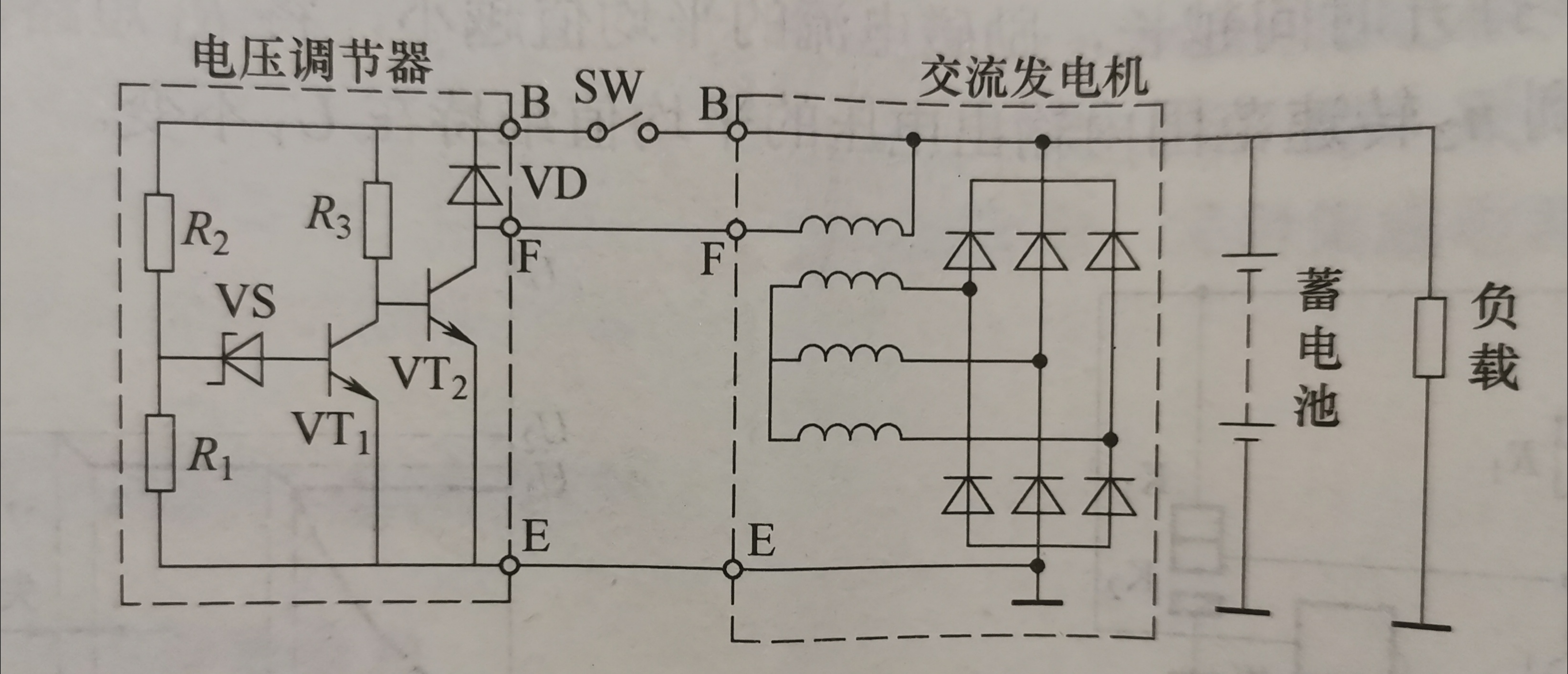 【汽车电子】外搭铁电压调节器的基本电路