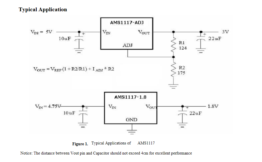 Ams1117 adj схема включения