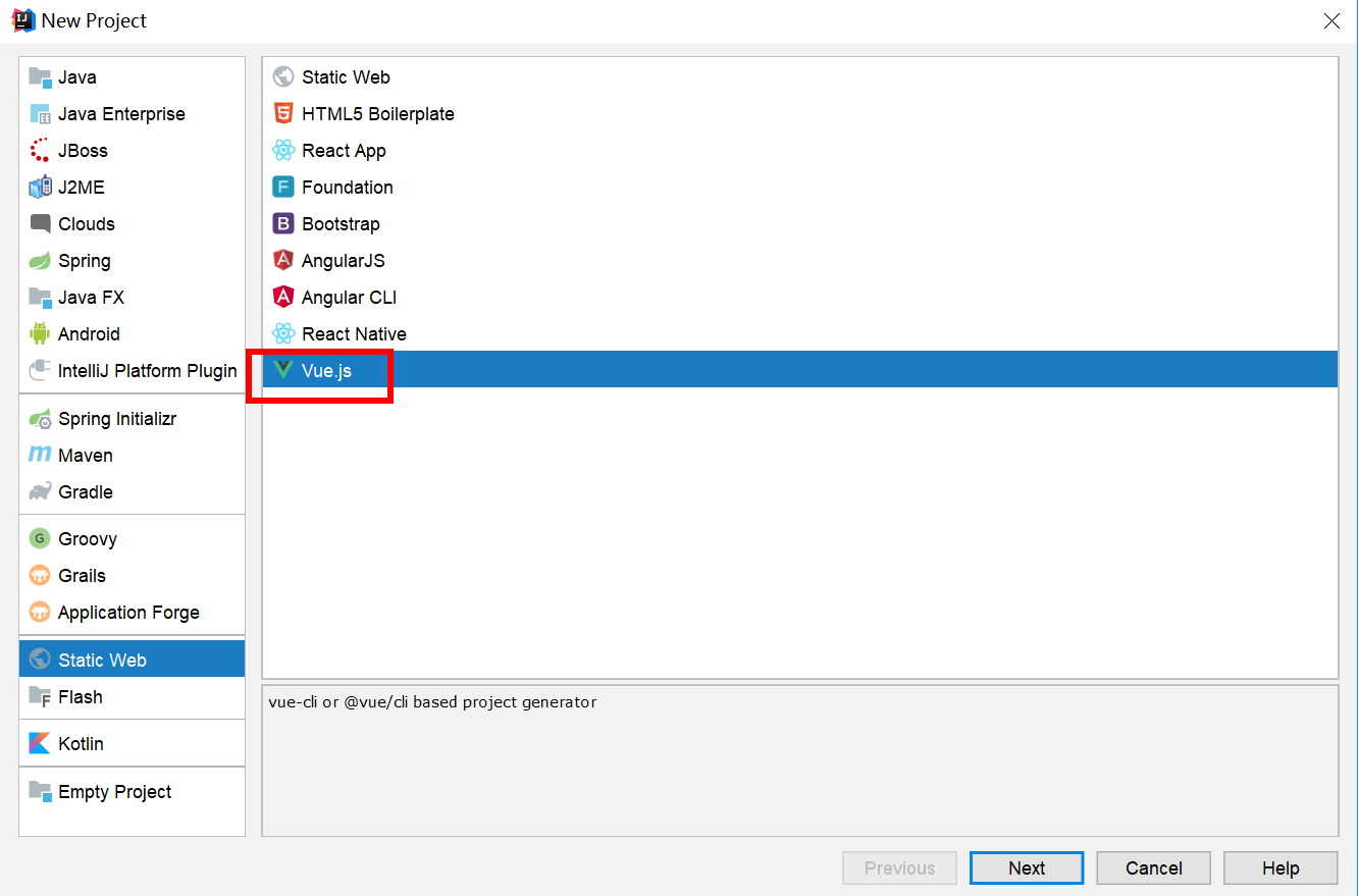 IDEA中新建项目Static Web 中没有vue.js