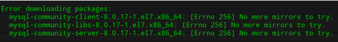 linux 下载mysql 报错: No more mirrors to try