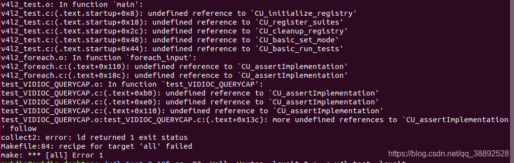 Linux Gcc/G++ 编译V4L-Test出现错误：Collect2: Error: Ld Returned 1 Exit Status 。_Linux下Ld Returned 1 Exit Status_夜雨鸦的博客-Csdn博客