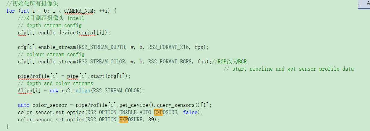 pyrealsense2 设置摄像头曝光值 get_active_profile.get_device().query_sensors set ...