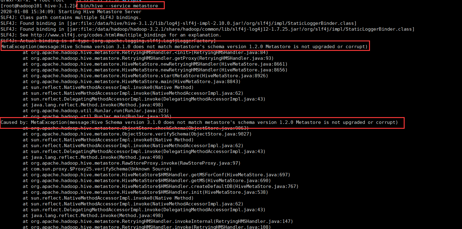 ERROR metastore.ObjectStore Version information found in metastore