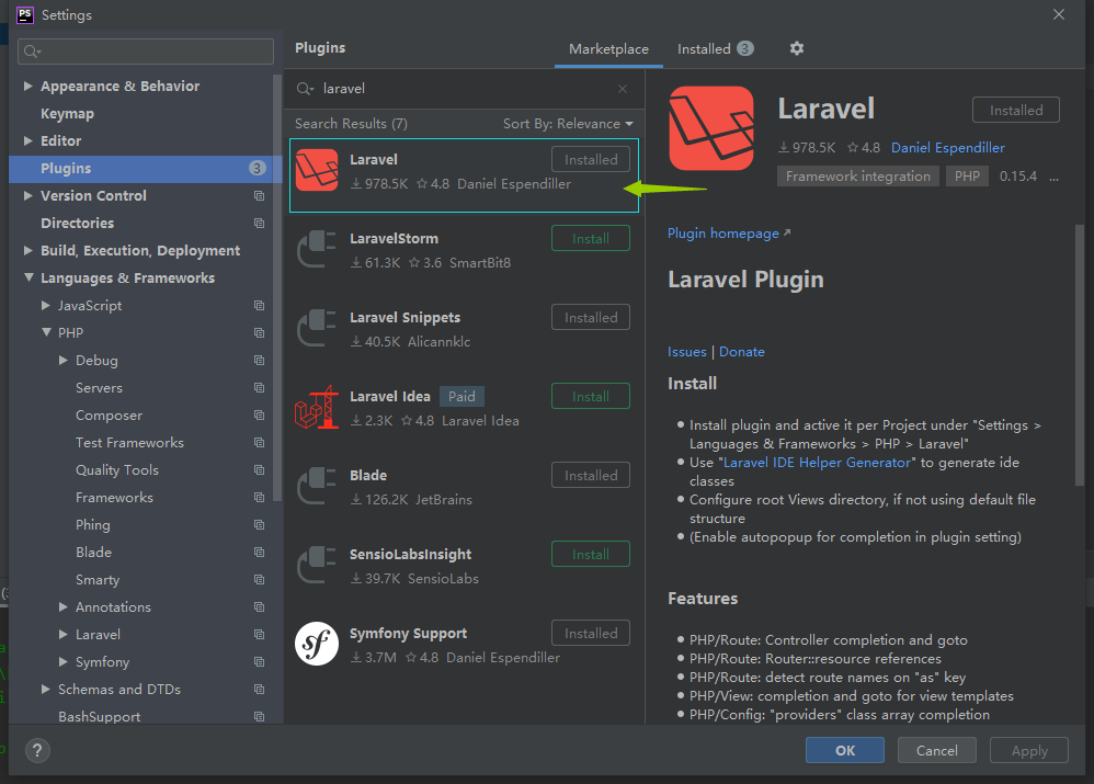 download laravel ide helper phpstorm