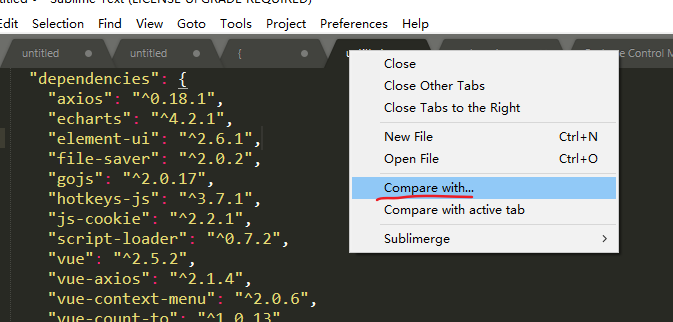 sublime diff two files