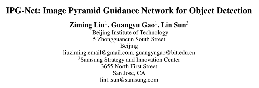 【论文笔记】：IPG-Net: Image Pyramid Guidance Network for Object Detection ...