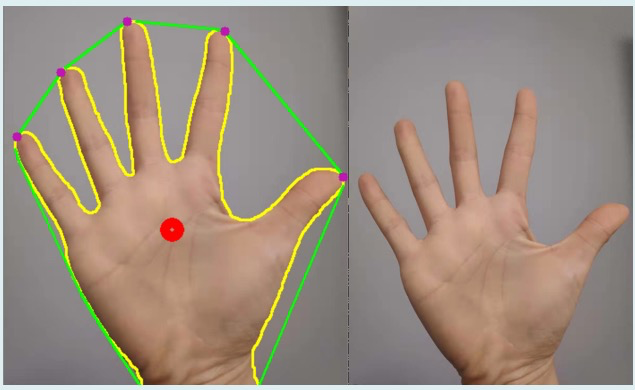 因为最后结合了实时性交互,所以还增加了一些相对位置判断,比如指尖