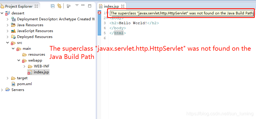 eclipse新建项目报错:The superclass “javax.servlet.http.HttpServlet“ was not ...