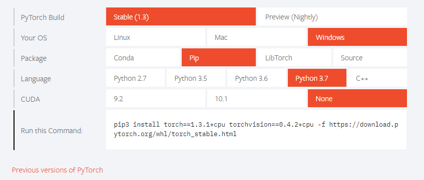 pytorch安装 win10 cpu pycharm测试