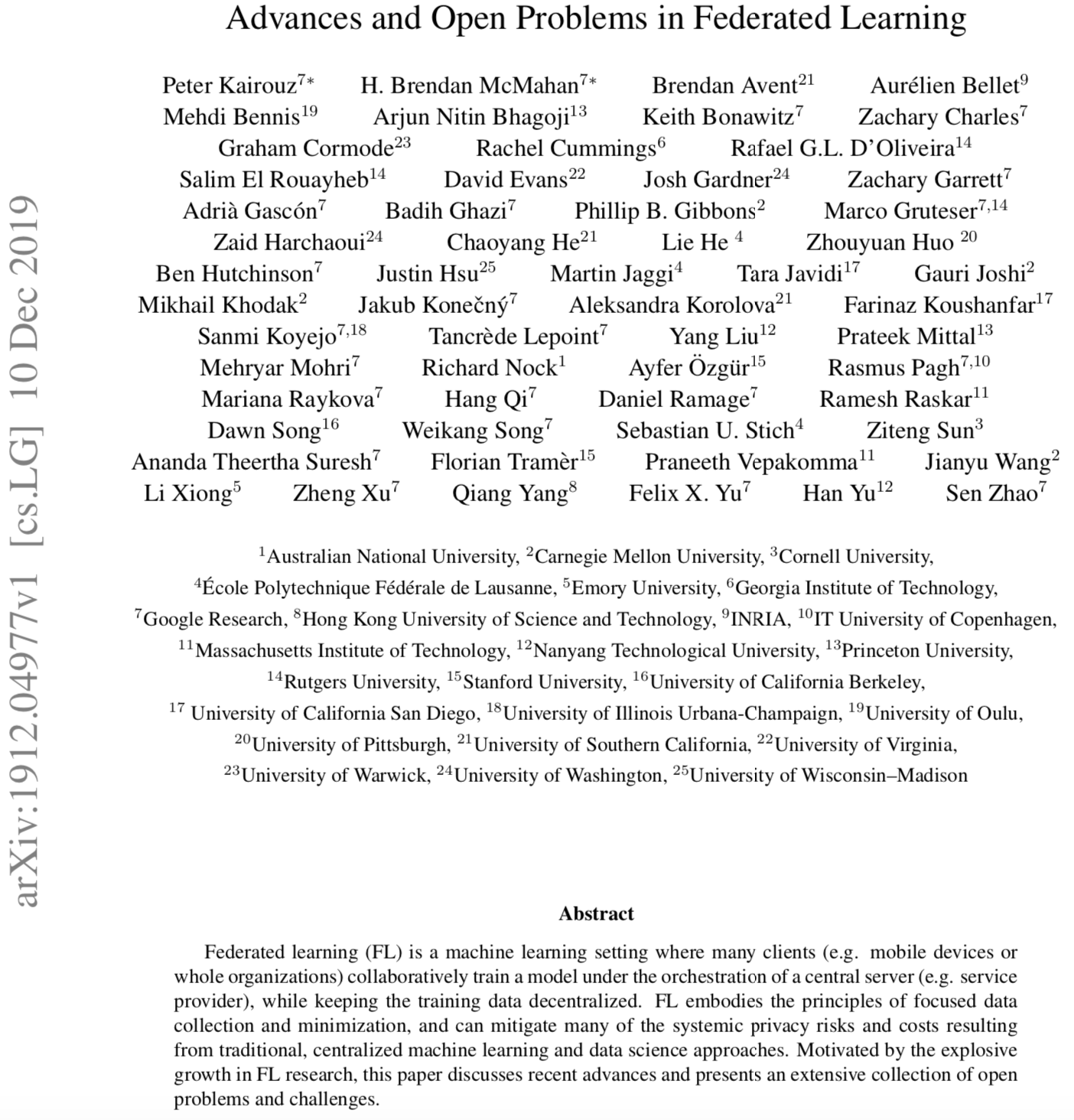 Advances And Open Problems In Federated Learning advances and open problems in federated learning