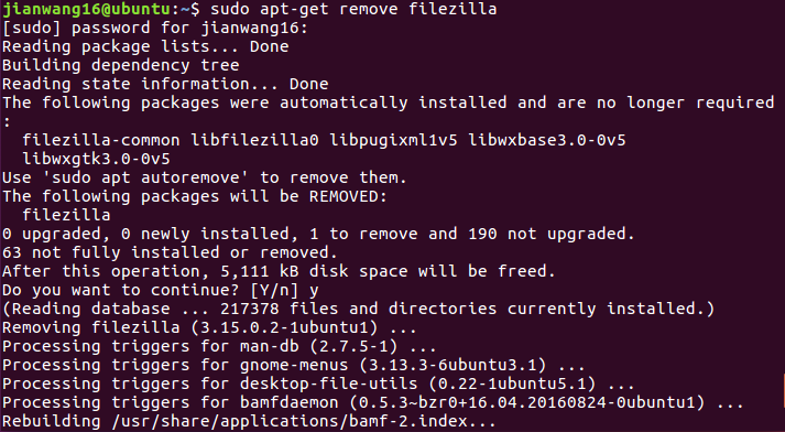 Ubuntu如何卸载安装的软件以FileZilla为例