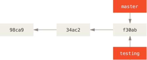 两个指向相同提交历史的分支