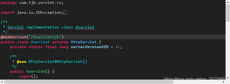 使用注解：@@WebServlet("/Aservlet")