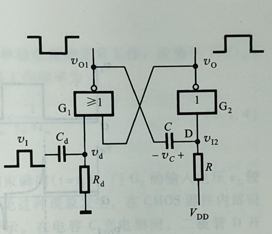 Cmos门电路微分单稳态触发器