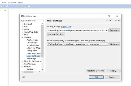 window—preference：进行sever及maven配置