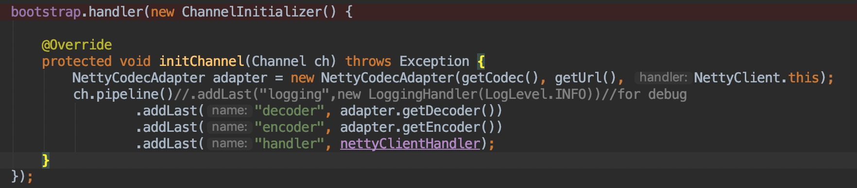 Netty Handler链 client示例
