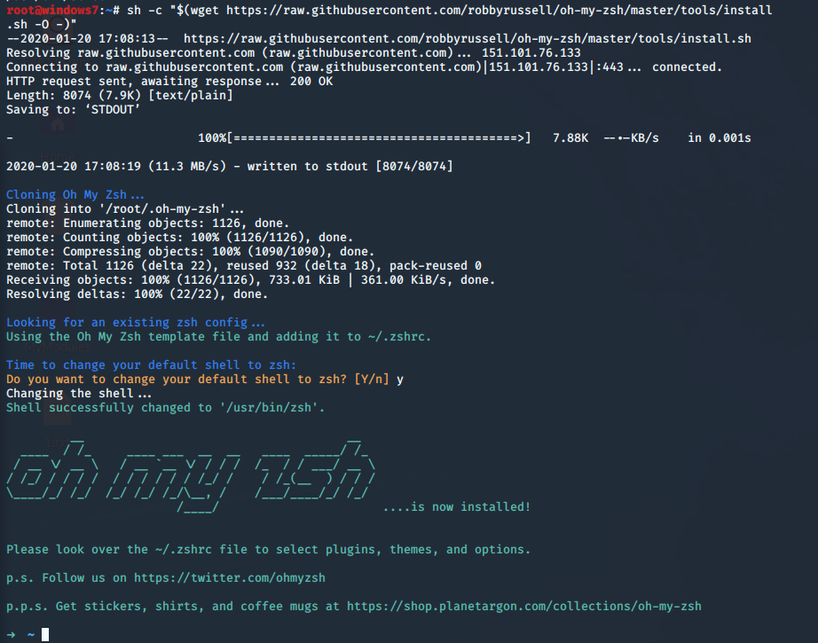 oh-my-zsh安装成功