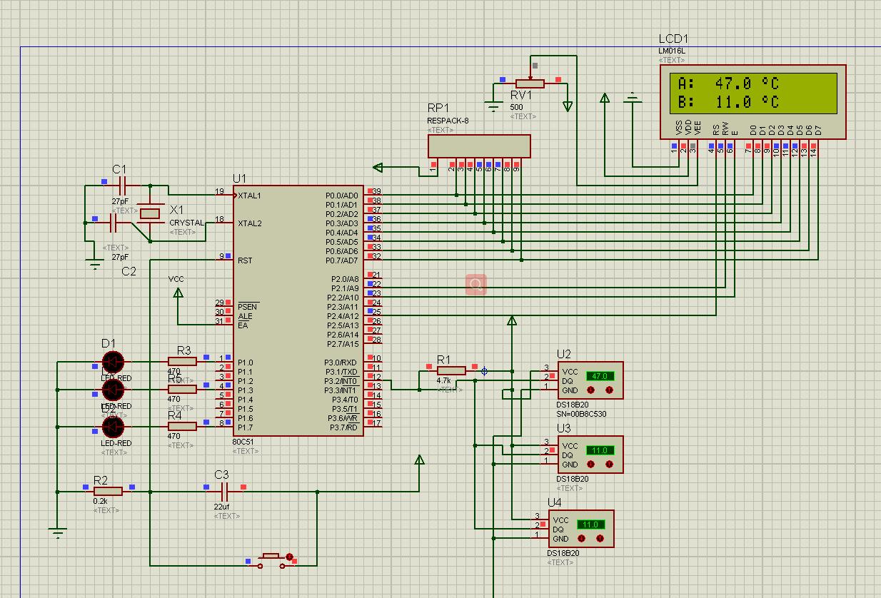 三路温度报警，二路温度显示