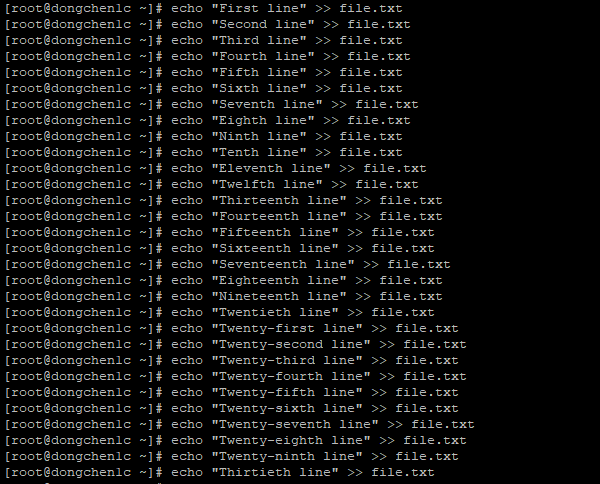 追加多行文本至 file.txt 文件