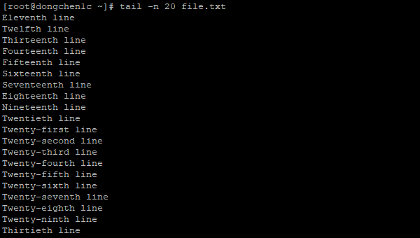 打印后 20 行内容