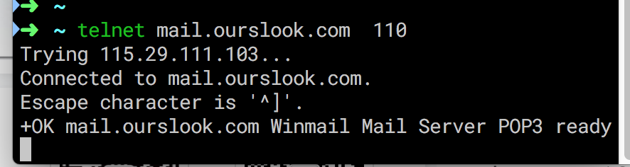 telnet mail.ourslook.com 110