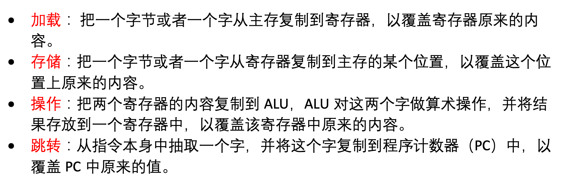 CPU执行的操作