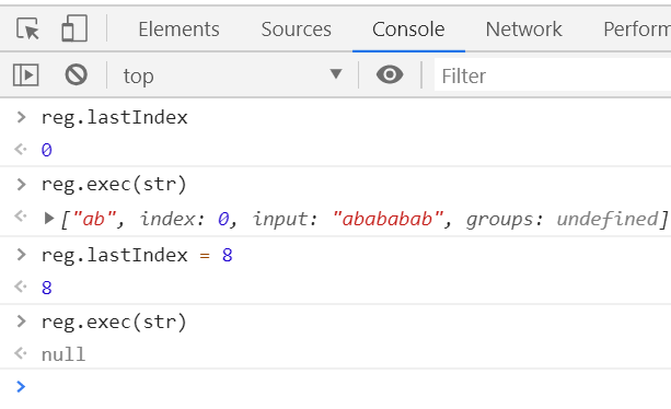 更改lastIndex属性