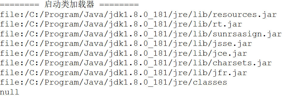 启动类加载器测试代码输出结果