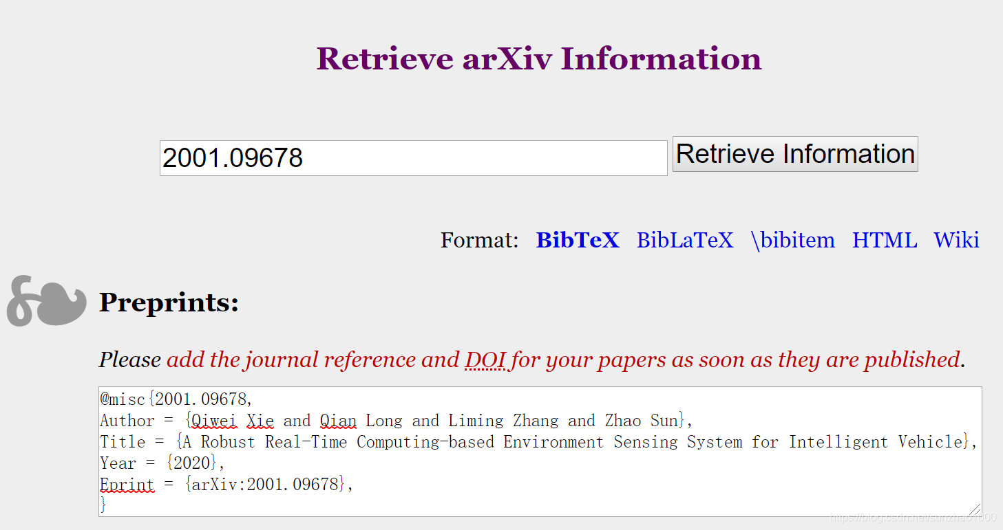 Arxiv上引用文章在bibtex下的引用格式 Sunzhao1000的博客 Csdn博客 Arxiv引用