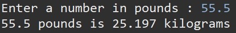 第二章第四题（将磅转换为千克）(convert pound to kilogram)