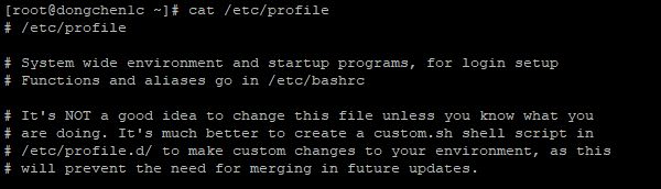 打印出 CentOS 7 分发版 /etc/profile 文件的部分内容