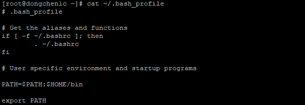 打印 CentOS 7 分发版 ~/.bash_profile 文件的部分内容