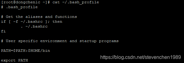 打印 CentOS 7 分发版 ~/.bash_profile 文件的部分内容