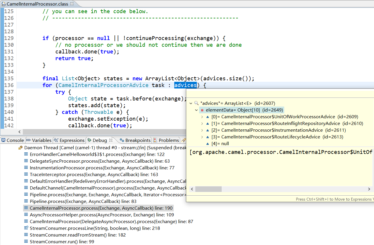本例中CamelInternalProcessor里配置的CamelInternalProcessorAdvice实例