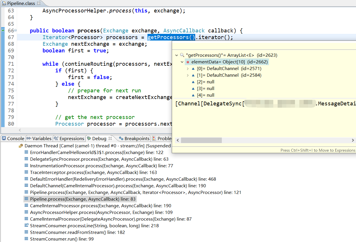 本例中Pipeline实例中填充进的两个DefaultChannel实例