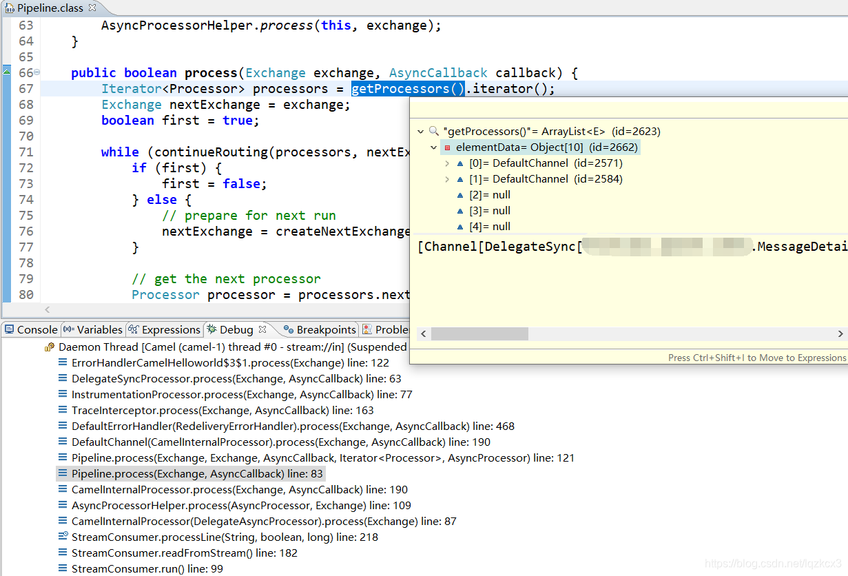 本例中Pipeline实例中填充进的两个DefaultChannel实例