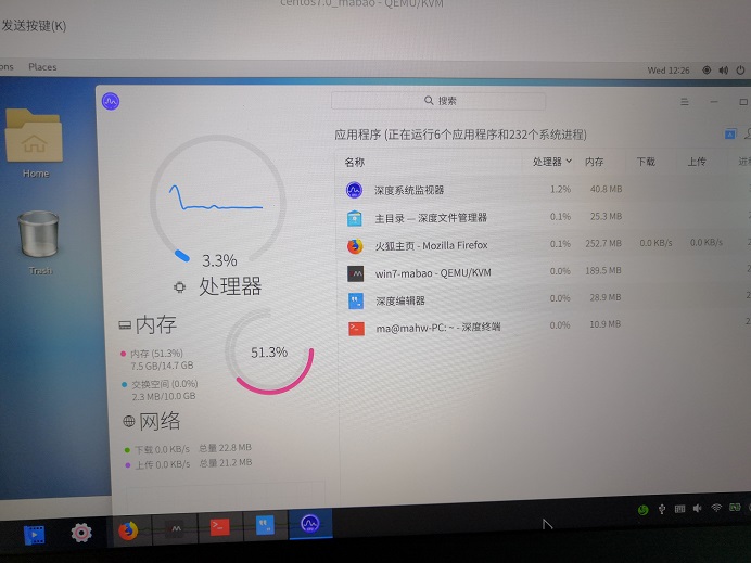 Deepin Linux15 华为荣耀笔记本MagicBook2019使用-深度系统监视器