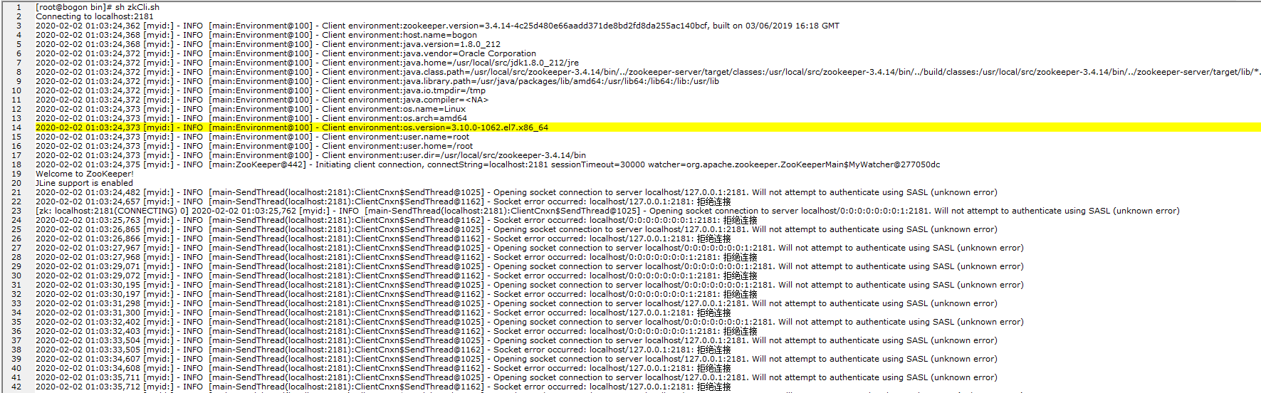 Zookeeper zkCli.sh使用遇到的小问题_zkcli.sh opening socket connection toCSDN博客