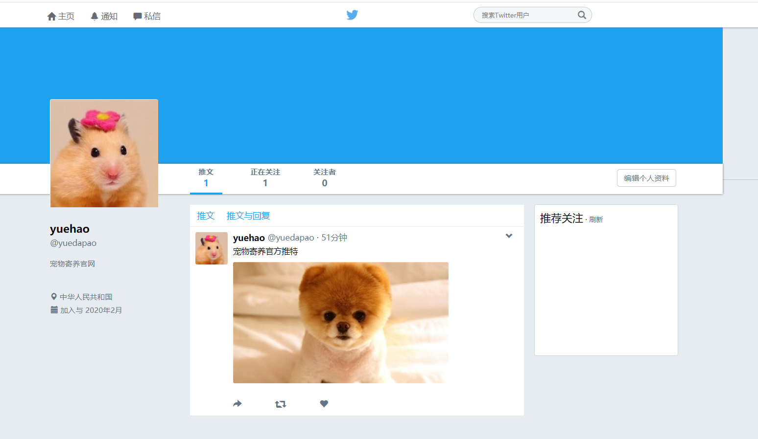 javaweb开发推特项目之个人界面