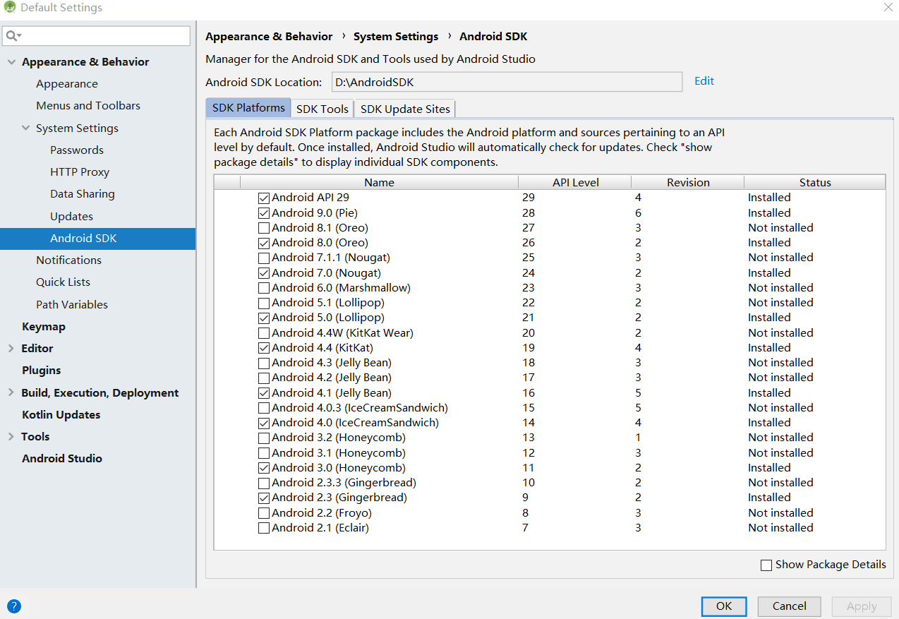 安装android studio中的sdk的办法