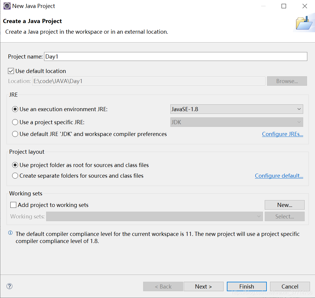 1.使用Eclipse创建java文件_use project folder as root for sources and class f ...