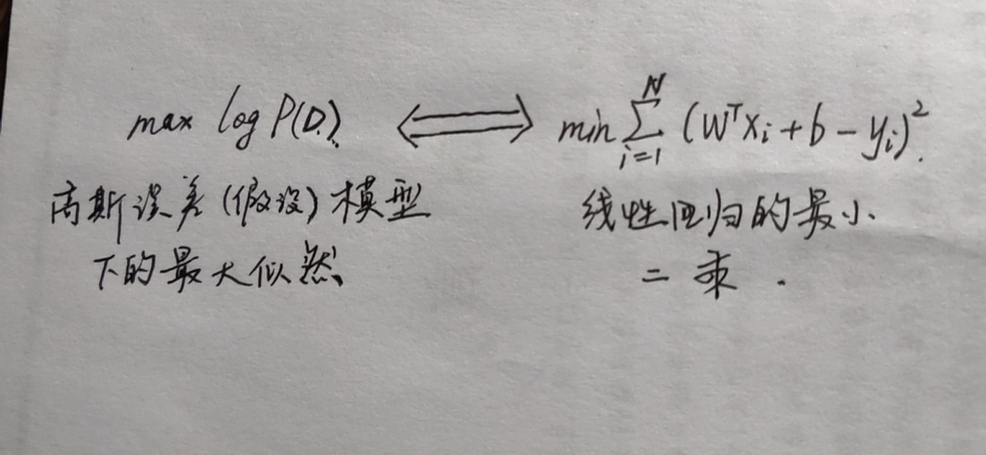 多元线性回归与高斯误差模型的同源关系