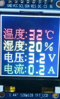 stm32驱动1.44寸LCD屏幕显示中文字符包含可移植keil5工程代码