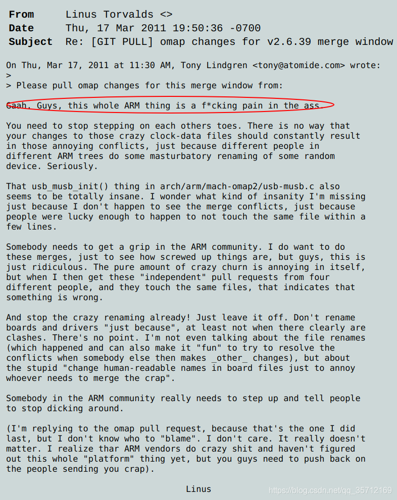 Linus 那封对于ARM垃圾代码忍无可忍的信件