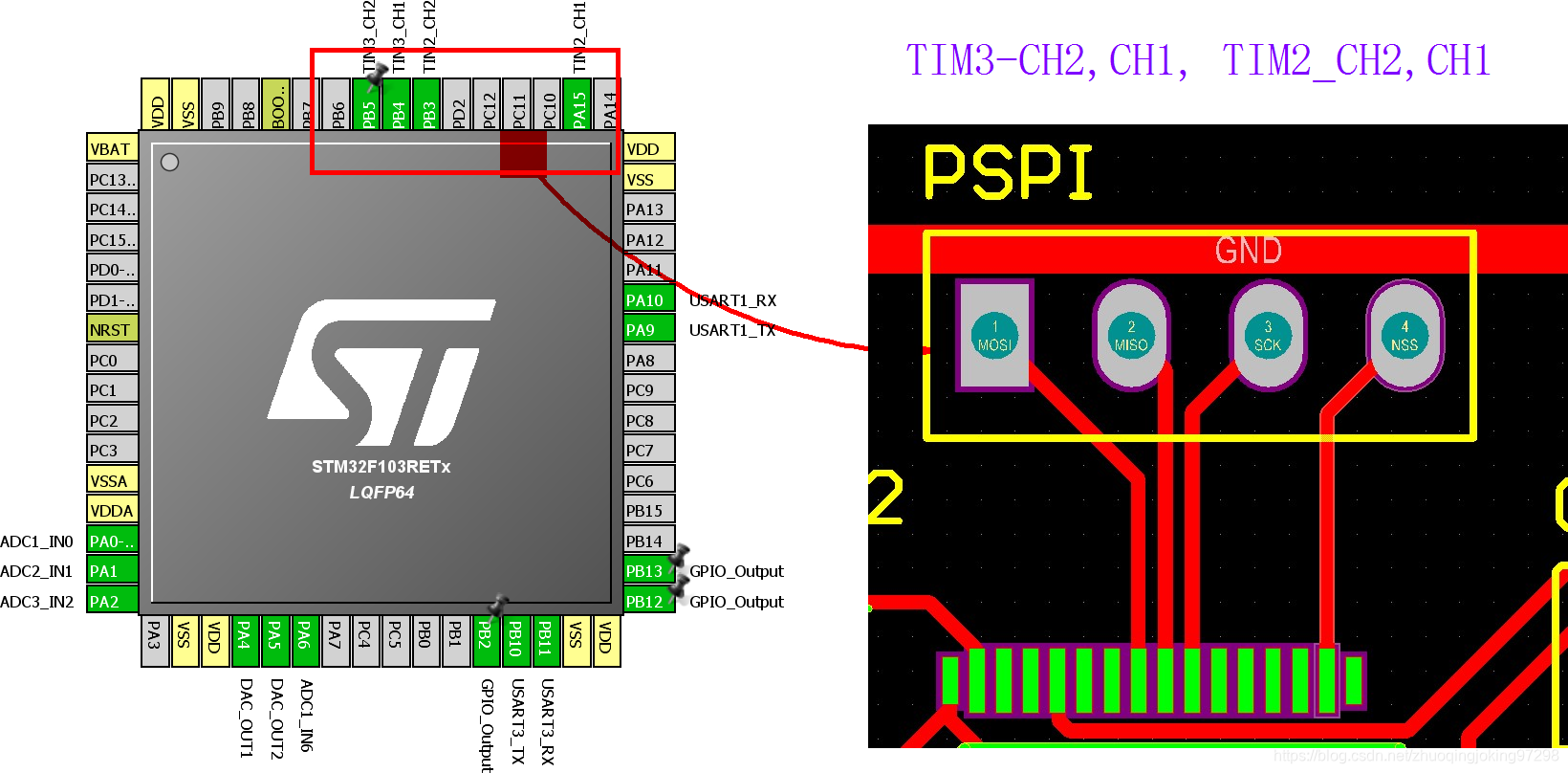 PSPI管脚重新定义为TIME3,TIME2的PWM输出