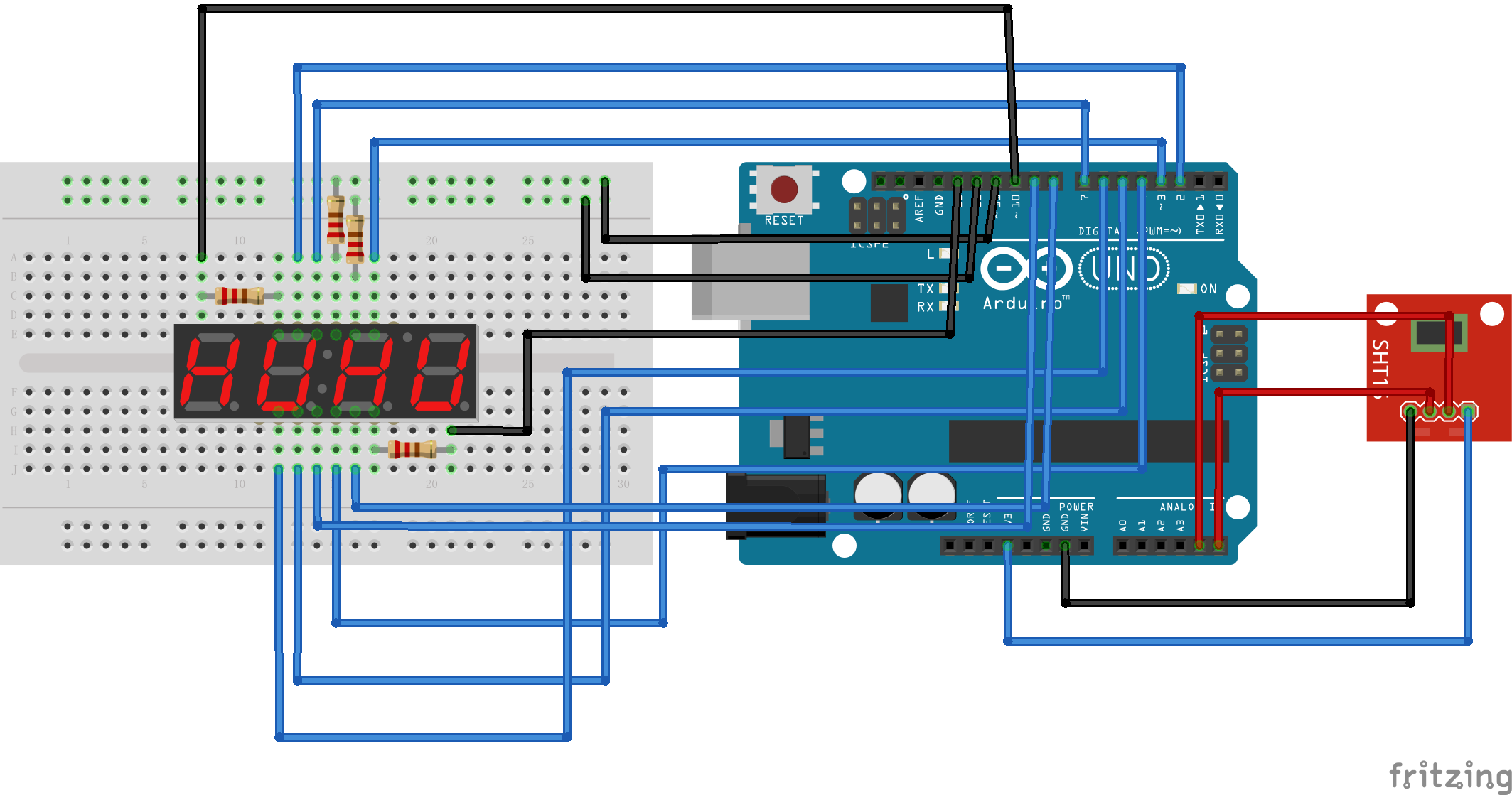 arduino实验-4位数码管交替显示温湿度_arduino uno如何使用位数码管和温度传感器显示环境温度-CSDN博客